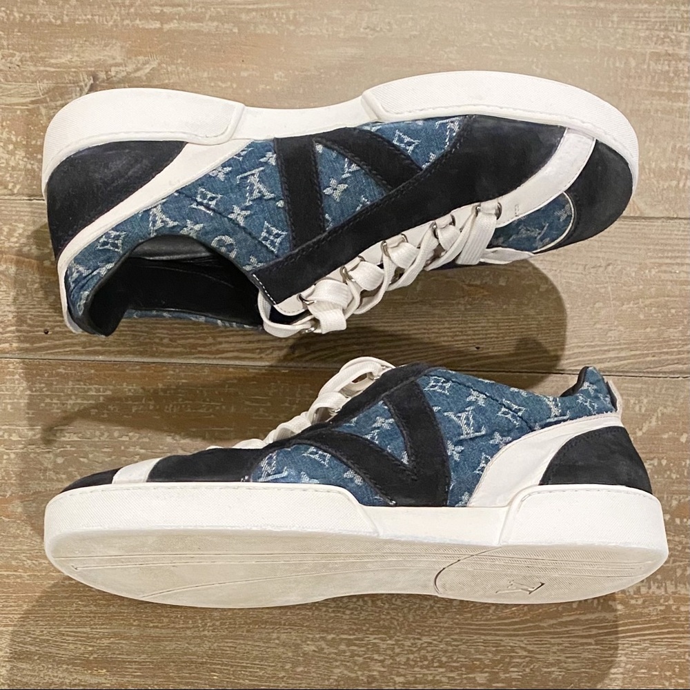 SOLD🎉 LOUIS VUITTON SUPREME Denim Sneakers Monogram - Picture 4 of 12